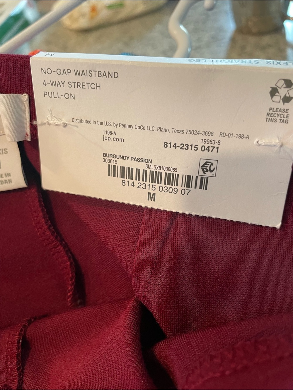 Liz Claiborne Alexis Straight Leg Women’s M Burgundy Pull on stretch Ponte pant - Picture 5 of 5
